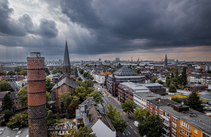 Luftansicht der Kalker Hauptstraße - Standort der BRAUWELT Köln